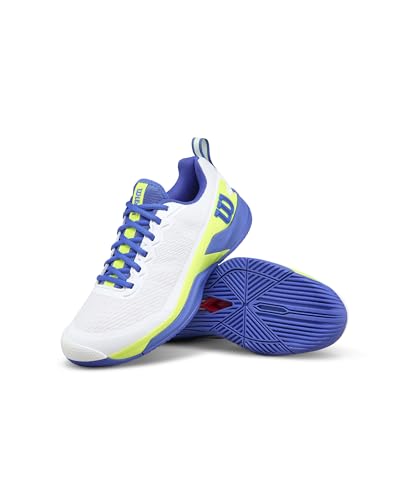 WILSON Rush Pro 4.5 Men's Tennis Shoes, White/Amparo Blue/Safety Yellow, 11