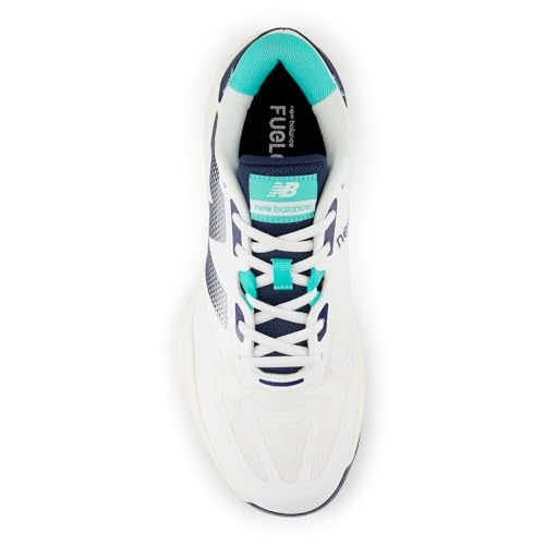 New Balance Men's FuelCell 796 V4 Tennis Shoe, White/Nb Navy/Cyber Jade, 7.5 XW