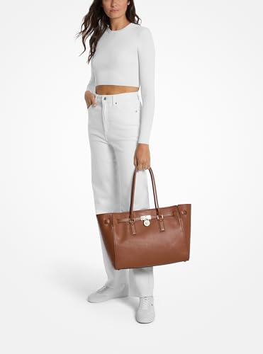 Michael Kors Hamilton Large Tote, Gold-Tone Hardware/Urbino Leather/Luggage