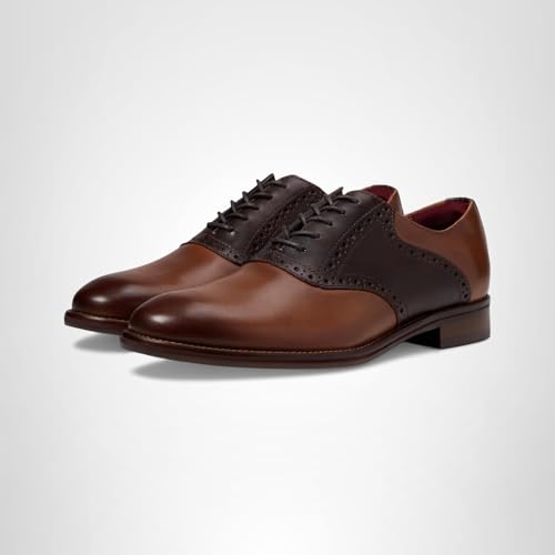 Johnston and Murphy Men's Conard 2.0 Saddle Oxford, Tan/Mahogany Full Grain, 8.5