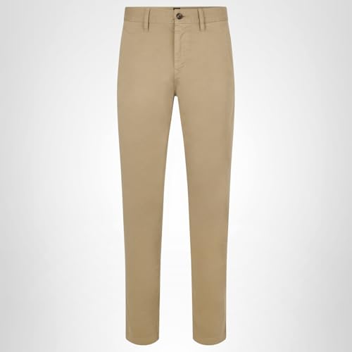 BOSS Hugo Mens Tapered Fit Chino Trouser Pant Khakis, Basic Beige, 40W x 32L US