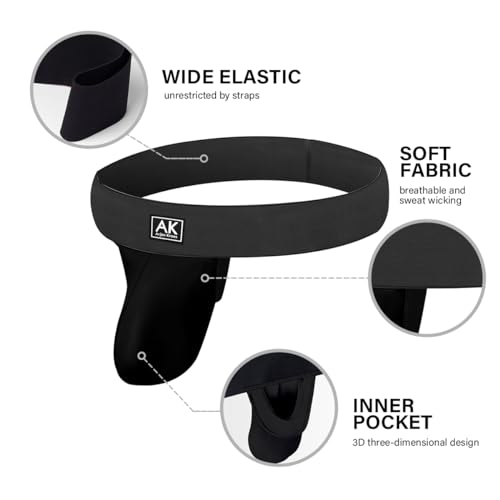 Arjen Kroos Jock Strap-Free Back for Men Thong Dual Pouch Underwear Jockstraps Modal Athletic Supporter,BLACK,Medium
