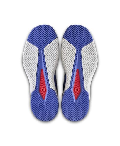 WILSON Rush Pro Lite Men's Tennis Shoes, White/Amparo Blue/Safety Yellow, 9.5