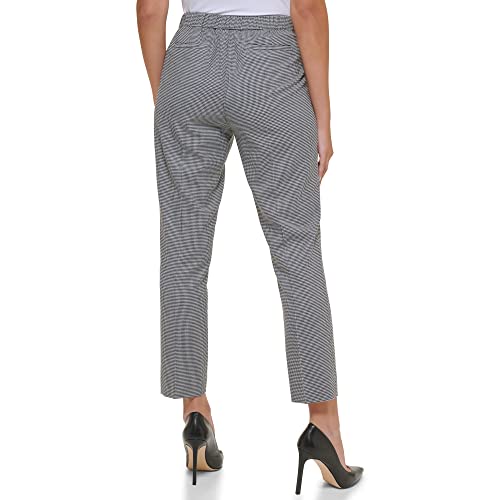 Tommy Hilfiger Sloane Pants, Mid-Rise Elastic Waist Back Dress Trousers for Women, Black/Ivory, 12