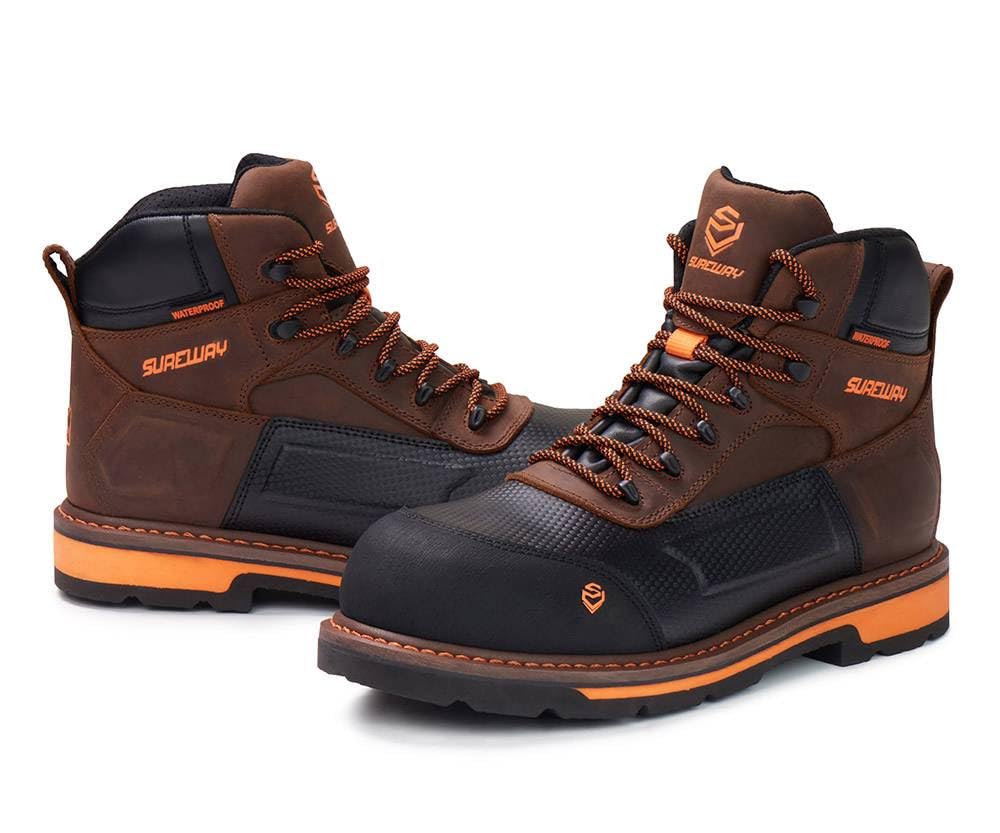 Men's 6" Heavy Duty Soft Toe Waterproof Work Boot GoodyearWelt Oil/Slip Resistant Dual-Density Comfortable Outsole Crazy Horse Leather EH Construction Industrial Safety Work Boots