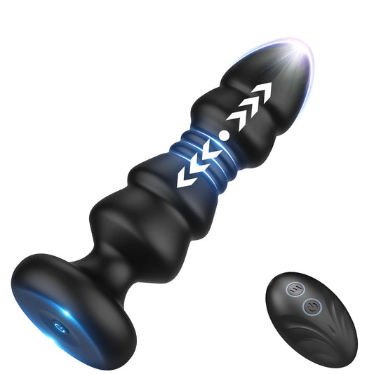 Thrusting Sex Toys Anal Plugs - Anal Toys Sex Toy Remote Control Vibrating Butt Plug G Spot Vibrator, Anal Beads with 5 Vibrating & Thrusting Prostate Massager, Anal Sex Toys for Male and Female