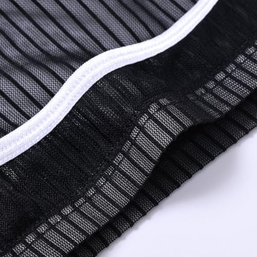 JINSHI Mens See Through Breathable Briefs with Bulge Pouch (Black 1-Pack, Medium)