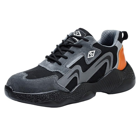 Men's Large-Sized Anti-Slip and Shock-Resistant Insole, Worn on top and Fastened with Laces. Wear-Resistant Rubber Sole. Suitable for Hiking and Construction Work. (Gray and Orange,8)