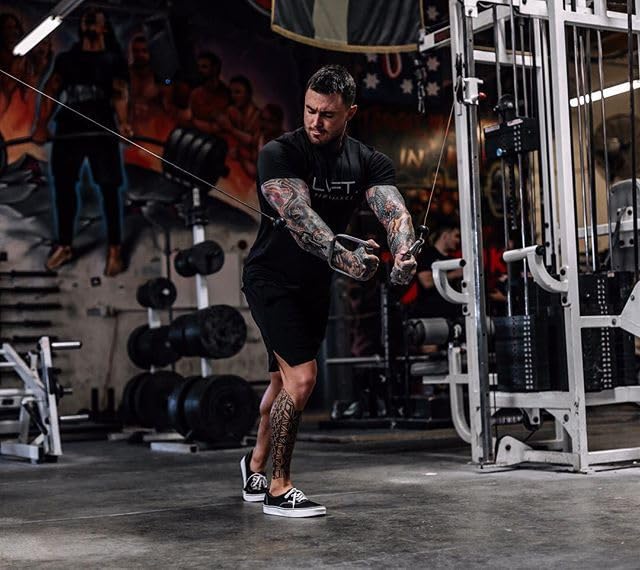 Lingt Chic Men's Gym Body Building Sports Running Workout Training Exercise Fitness Tees Shirt (US, Alpha, XX-Large, Regular, Regular, Black)