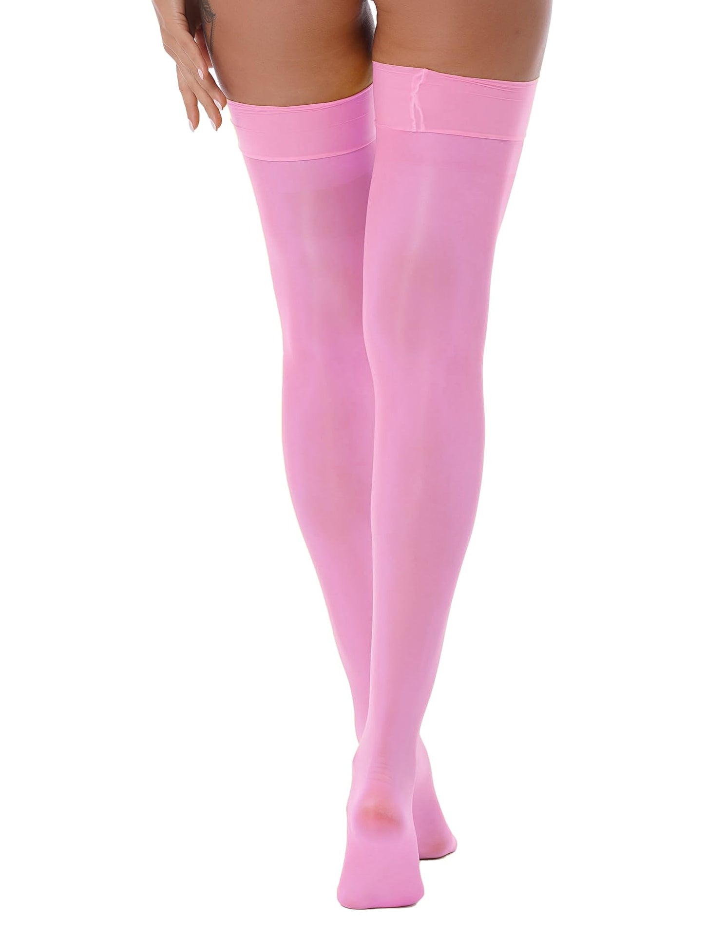 Men's Sissy High Over Knee Oil Shiny Stocking, Femboy Thigh High Stockings, for Cross-dressing Exploring your feminine side. (Pink)