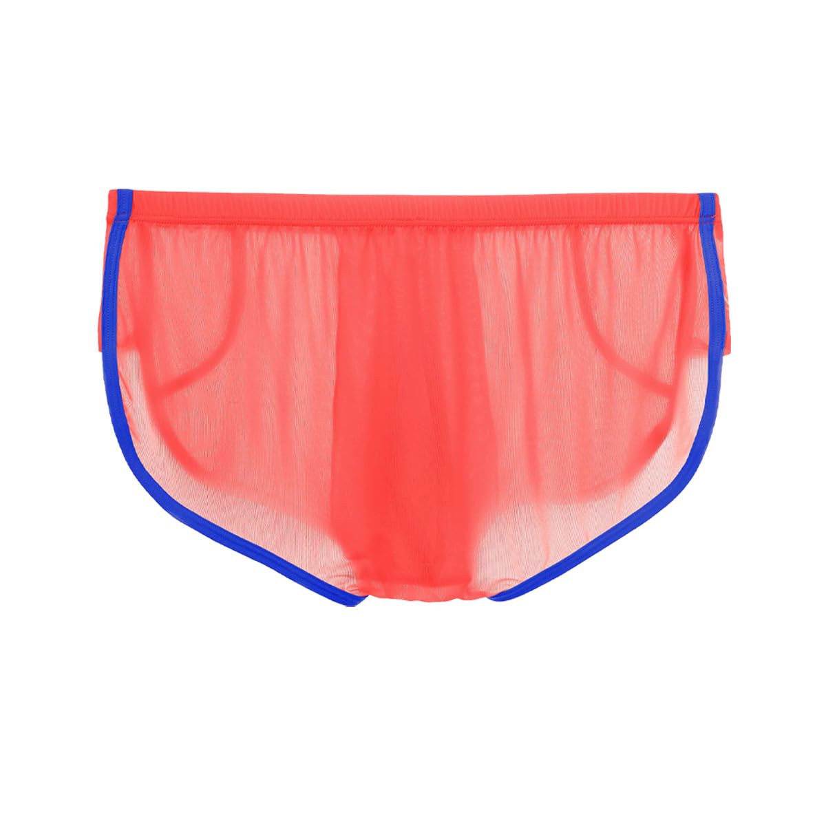 JINSHI Men’s Silk See Thru Boxer Briefs Sexy Mesh Lingeries High Split Bulge Pouch Boxers Shorts Mens Ultra Thin Underwear Orange XXL