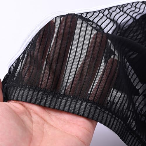 JINSHI Mens See Through Breathable Briefs with Bulge Pouch (Black 1-Pack, Medium)