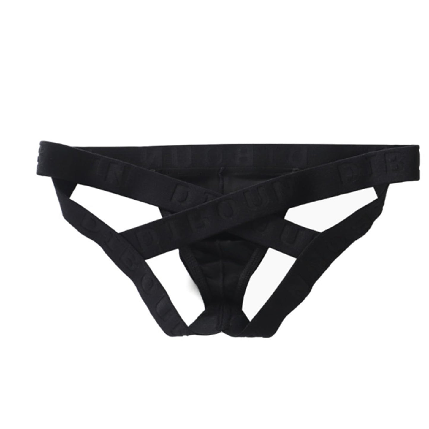 Evankin Men's Sexy Underwear Fun Jockstrap Underpants Cotton U Convex Pouch Belt Open Thong Underwear for Men(Black-L)