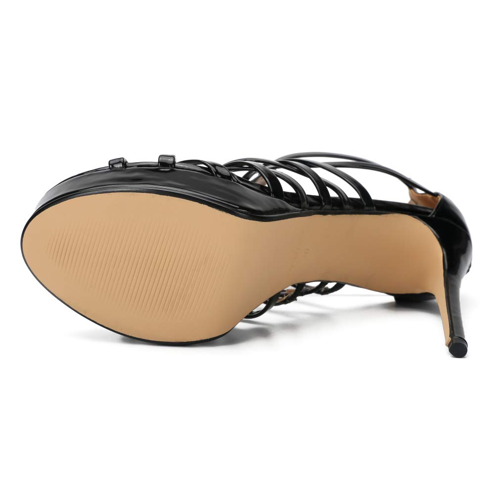 MAIERNISI JESSI Unisex Men's Women's Sandals Platform Stappy Stiletto High Heel Black EU 47 - US 15.5 Women/14 Men