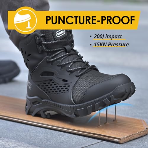 SUADEX Steel Toe Boots for Men Women Waterproof Arch Support Work Construction Indestructible Safety Boots