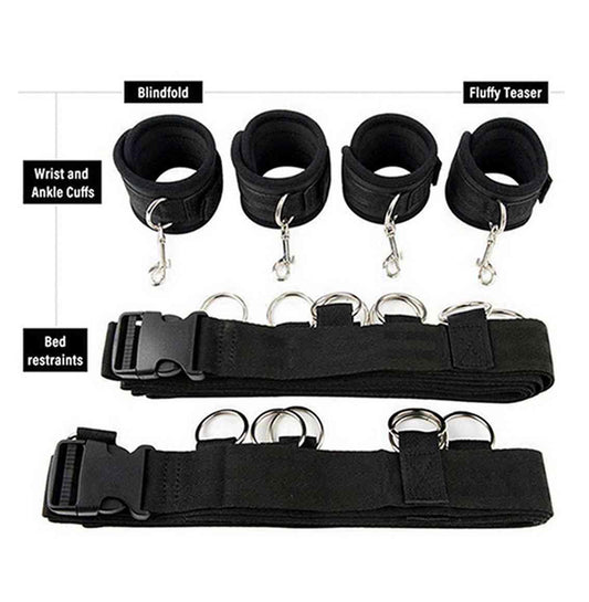 Bed Restraints for Domination Bed Bondaged Kit with Adjustable Hand Cuffs Ankle Cuff, Sex Restraints Straps Adult Play King Mattress Sex Accessories for Couples Women Bedroom Toys Sweatshirt