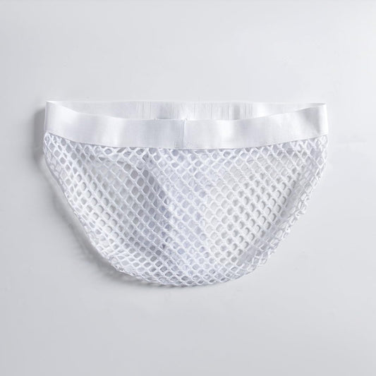 JOCKMAIL Men's Sexy Underwear Briefs Mesh Breathable Comfortable Low Rise Underwear for Men (US, Alpha, Medium, Regular, Regular, White)