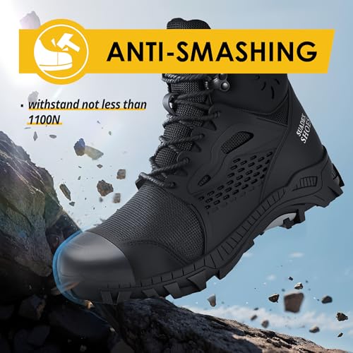 SUADEX Steel Toe Boots for Men Women Waterproof Arch Support Work Construction Indestructible Safety Boots