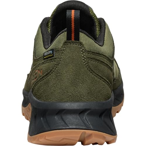 KEEN Men's Hightrail Low Height Durable Lightweight Breathable Leather Waterproof Hiking Shoes, Winter Moss/Gold Flame, 11.5