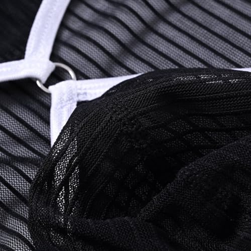 JINSHI Mens See Through Breathable Briefs with Bulge Pouch (Black 1-Pack, Medium)