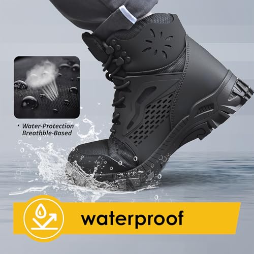 SUADEX Steel Toe Boots for Men Women Waterproof Arch Support Work Construction Indestructible Safety Boots