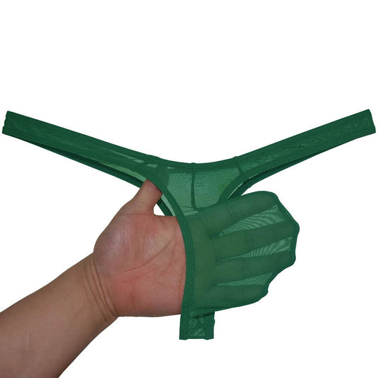 Men's Minimal Coverage Bulge Thong Underwear See-through Mesh Mini Bikini Tangas 9-Pack M