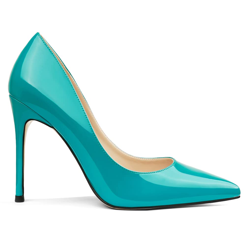 Women's 4 Inch Pumps Pointed Toe Stiletto Dress Pumps Teal 7.5US