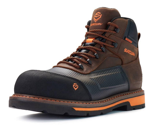 Men's 6" Heavy Duty Soft Toe Waterproof Work Boot GoodyearWelt Oil/Slip Resistant Dual-Density Comfortable Outsole Crazy Horse Leather EH Construction Industrial Safety Work Boots