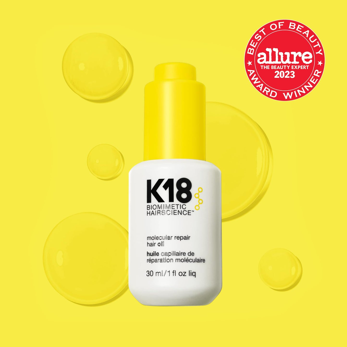 K18 Molecular Repair Hair Oil, Weightless Oil for Stronger, Healthier Hair, Suitable For All Hair Types, 1 Fl Oz