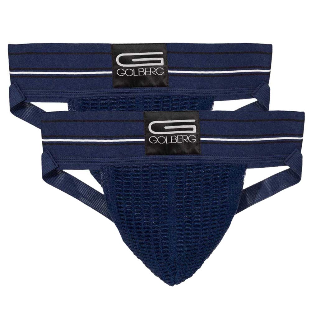 Men’s Athletic Supporters (2 Pack, Midnight Blue, Medium) - Jock Strap Underwear - Extra Strength Elastic