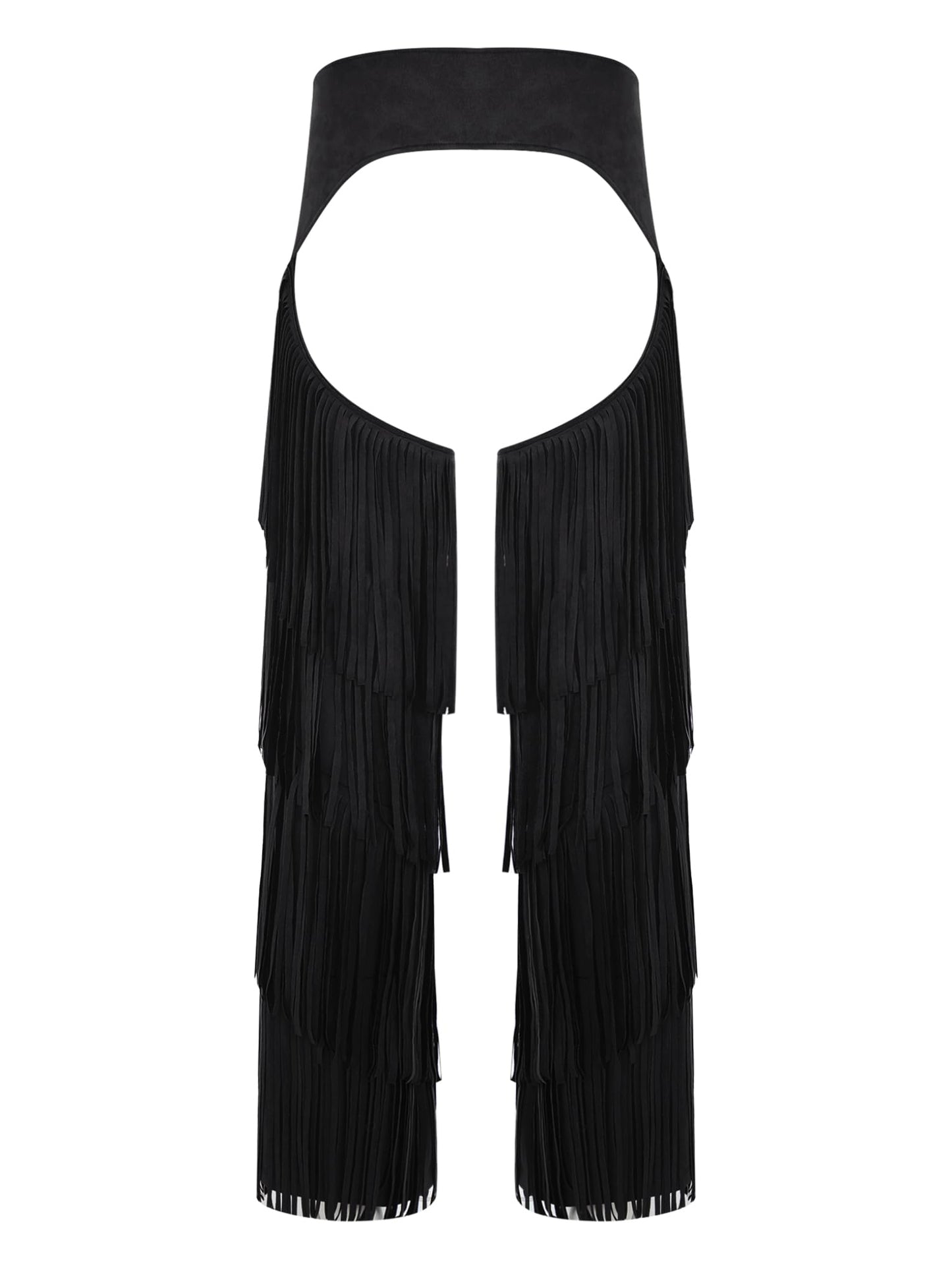 Chaps for Women Cowgirl Pants Fringe Cowboy Assless Chaps Western Pants Trousers for Club Party Black Medium