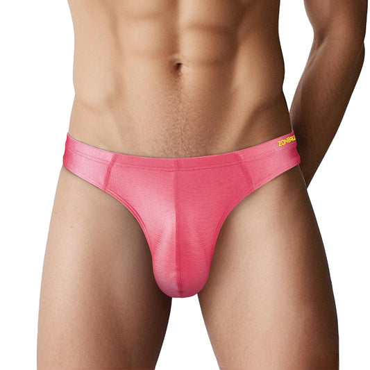 MUEBAIRES Men‘s Ice Silk Thong Sexy Pouch Bulge G String Underwear in Multiple Colors 2XL Red