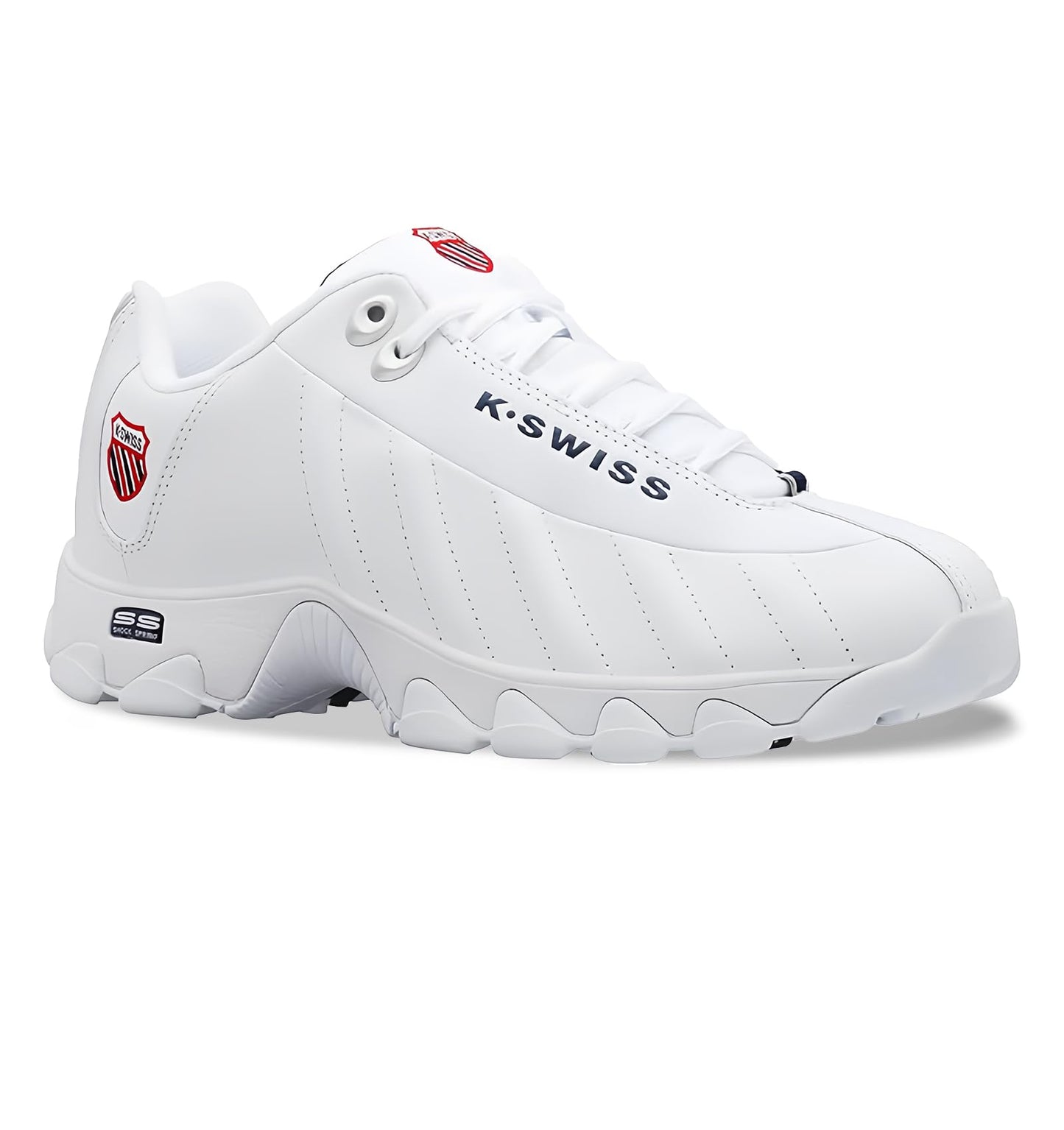 K-Swiss Men's ST329 CMF Sneaker, White/Navy/Red, 10.5 M