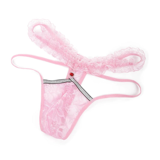 HAVBX Mens Lace Frilly Sissy Panties Pouch Thong, Feminine G string Underwear For Men Sexy Lingerie (US, Alpha, One Size, Regular, Regular, Pink)