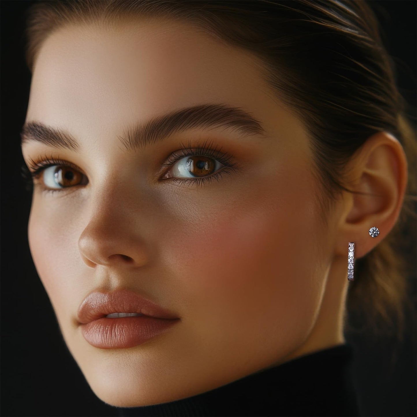 14K White Gold Hoop Earrings Moissanite Real Solid Gold Hypoallergenic Earring for Women Men Her Him 8mm inner diameter