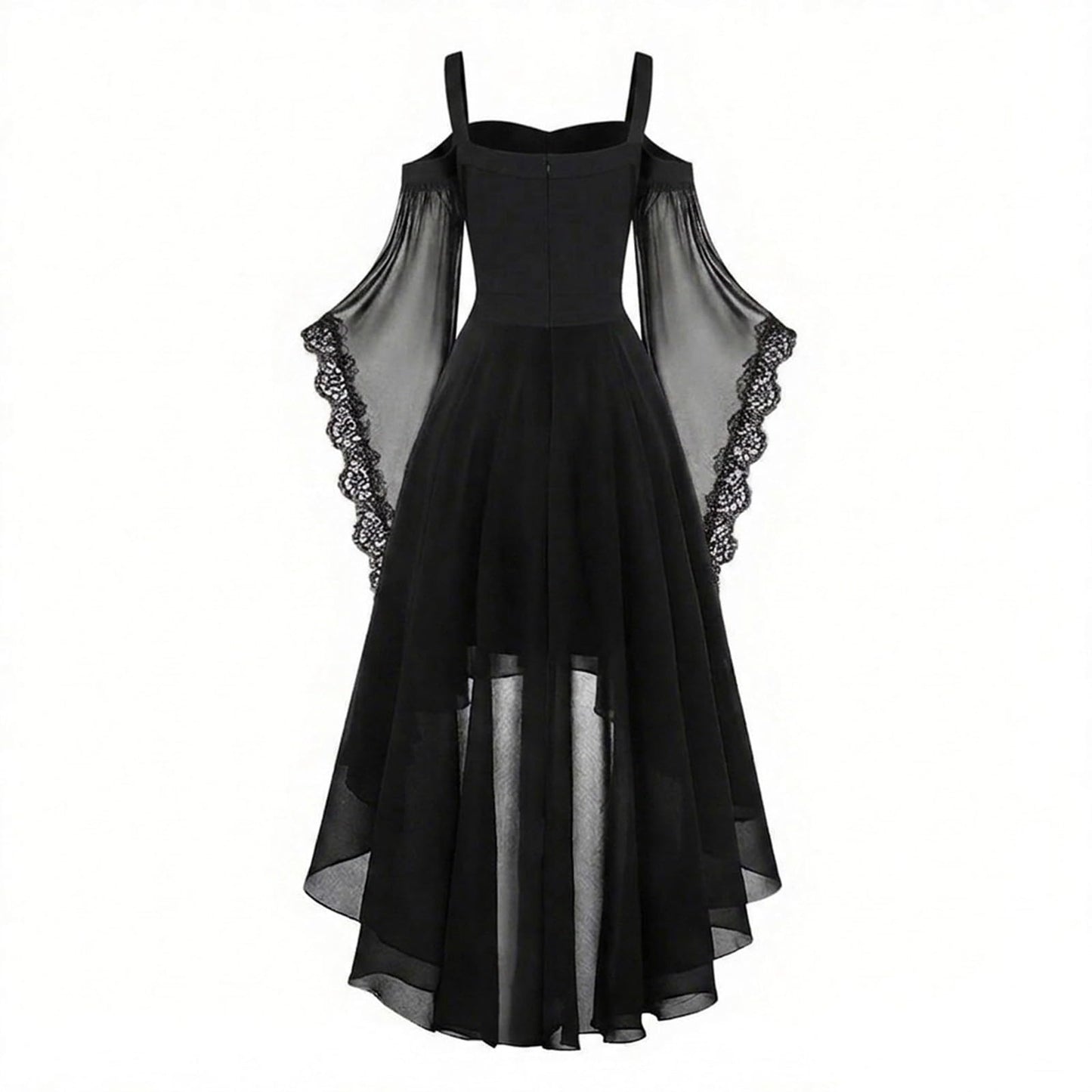 LVOFTJU Witch Costume,Witch Dress Women 2026 Halloween Costumes Woman Adults Medieval Vampire Butterfly Sleeve Mesh Gothic Holiday Cosplay Outfits,Black,S