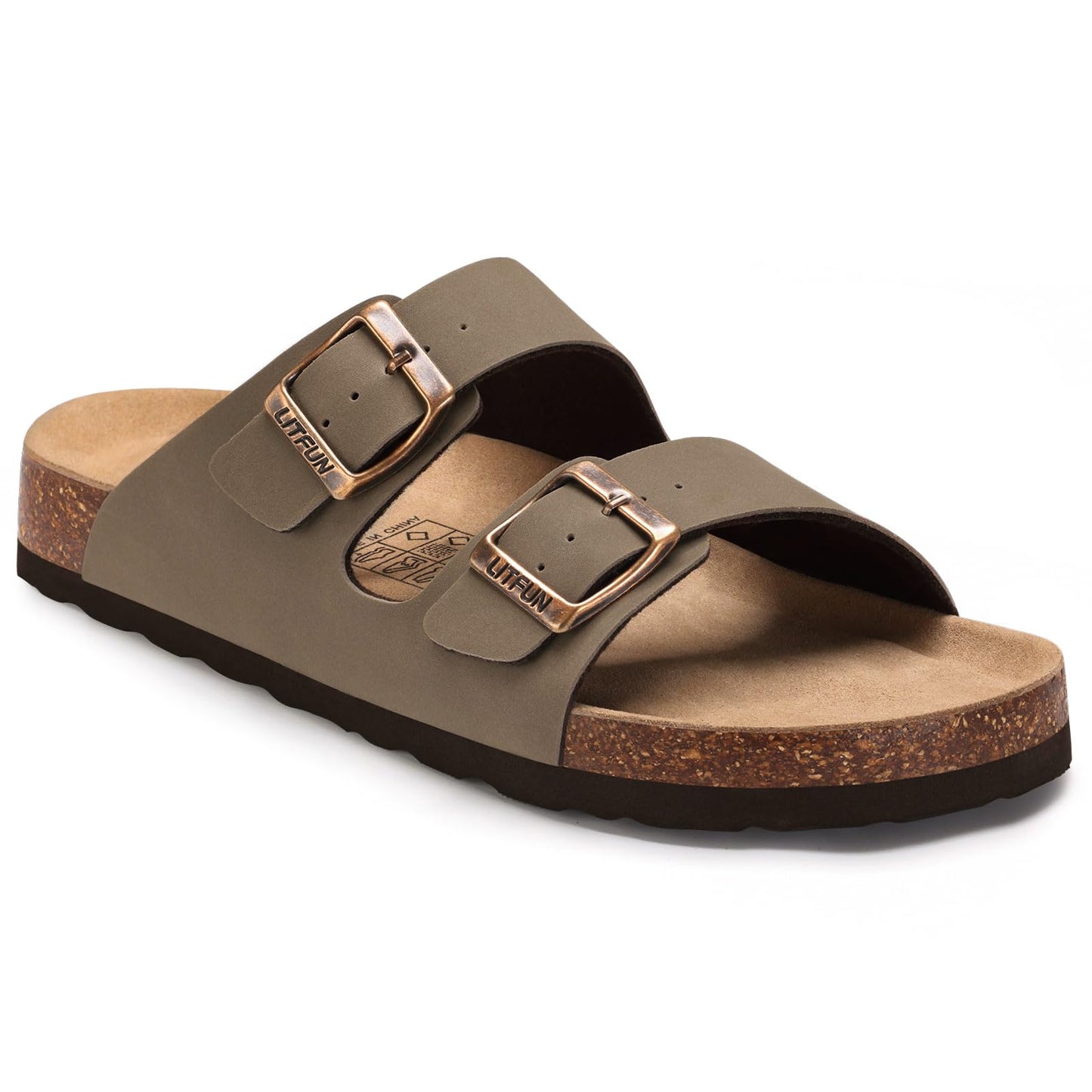 Litfun Unisex Cork Footbed Sandals Summer Slip On Slides for Women Men