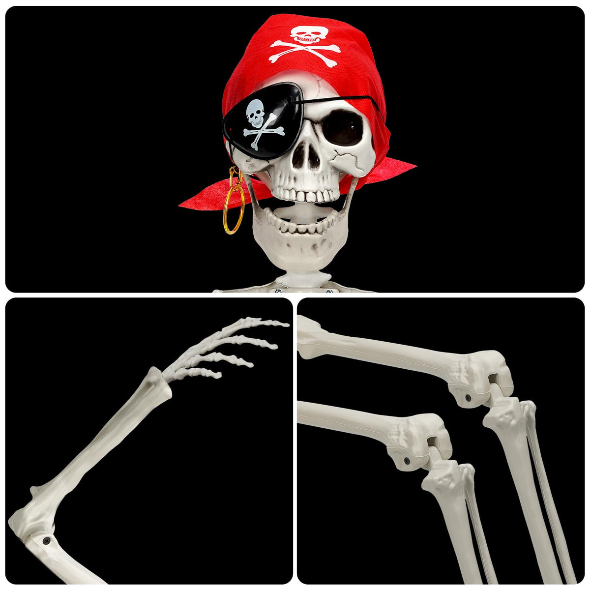 5.5 FT Skeleton Halloween Decorations, Posable Full Body Life-Size Skeleton Prop with Movable Joints for Halloween Decorations Haunted House Outdoor Yard Prop