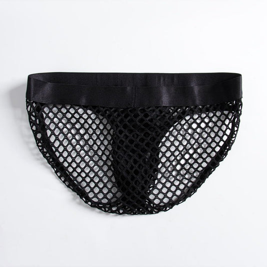 JOCKMAIL Men's Sexy Underwear Briefs Mesh Breathable Comfortable Low Rise Underwear for Men (US, Alpha, X-Large, Regular, Regular, Black)
