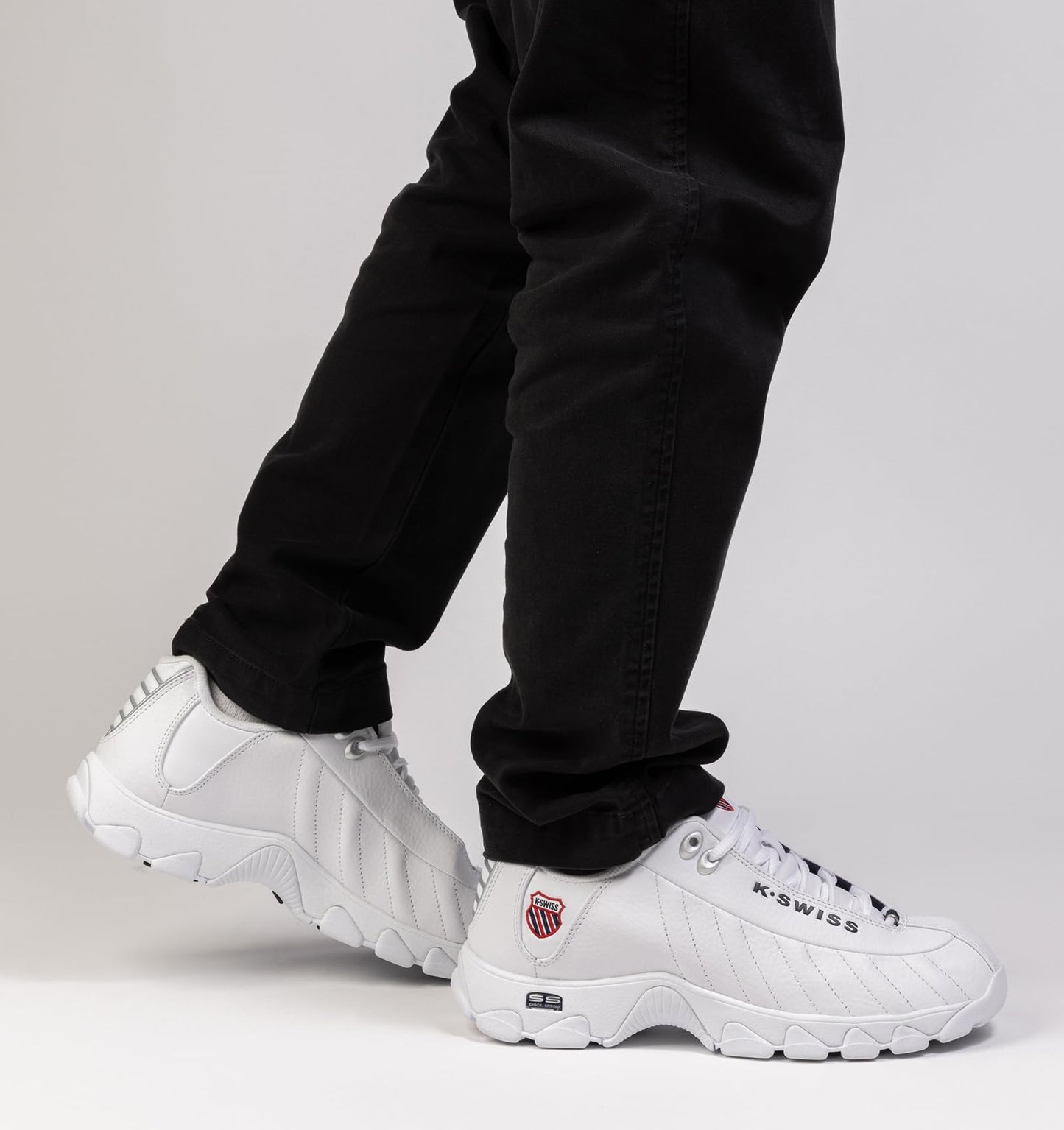 K-Swiss Men's ST329 CMF Sneaker, White/Navy/Red, 10.5 M