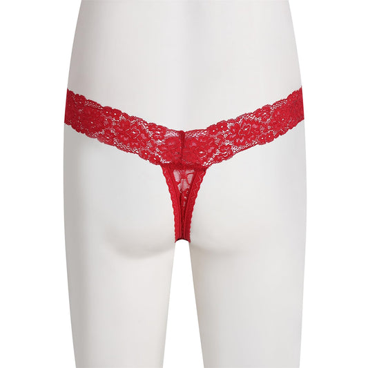 GNFVQLLE Lace Frilly Sissy Panties Femboy Mens Thong Sexy Underwear Male Lingerie Girly Clothes Feminine Outfit Red