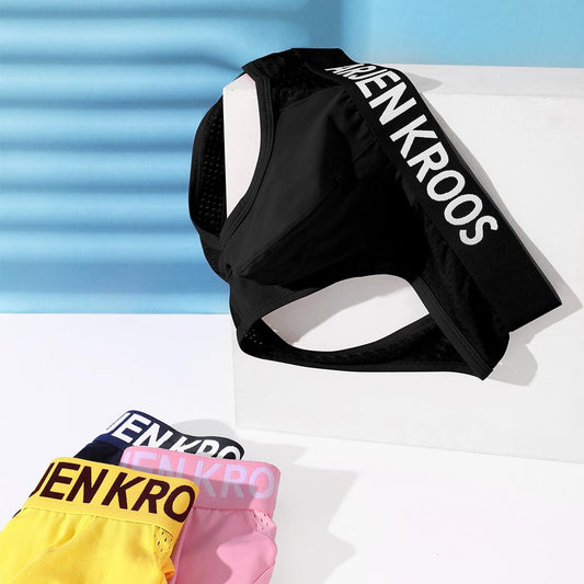 Arjen Kroos Men's Jockstrap Underwear Mesh Athletic Supporter Cotton Jock Strap Briefs,BLACK/WHITE/GREY(3-PACK)-AK2150,Large