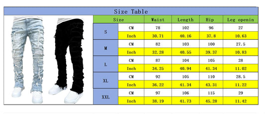 Stacked Jeans Men Skinny Ripped Jeans Slim Fit Denim Pants Y2K Goth Harajuku Emo Jeans Trouser (US, Alpha, Small, Regular, Regular, B01-01)