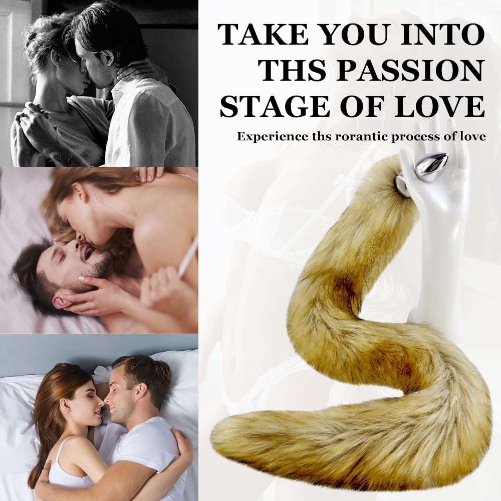 Butt Plug Fox Tail, Artificial Handmade Yellow-Brown Colour Tail, Detachable Multi-Function Vestibule Anal Plug Adult Products Cosplay Couples Erotic Games SM Toys-2.2CM Anal Plugs