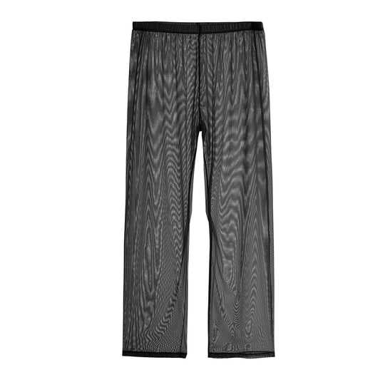 YINYOUYU Mens Mesh Pants See Through Underwear Pajama Bottoms Lounge Home Leggings Sleepwear Cool Dry Yoga Trousers XXL Black