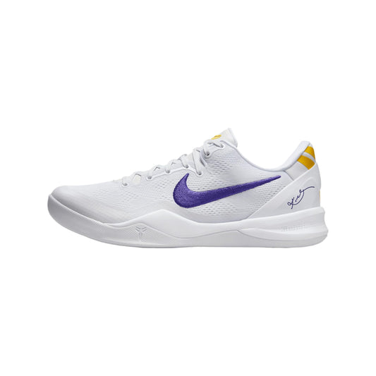 Kobe VIII Protro Basketball Shoes (HF9550-100, White/University Gold/Court Purple) Size 8