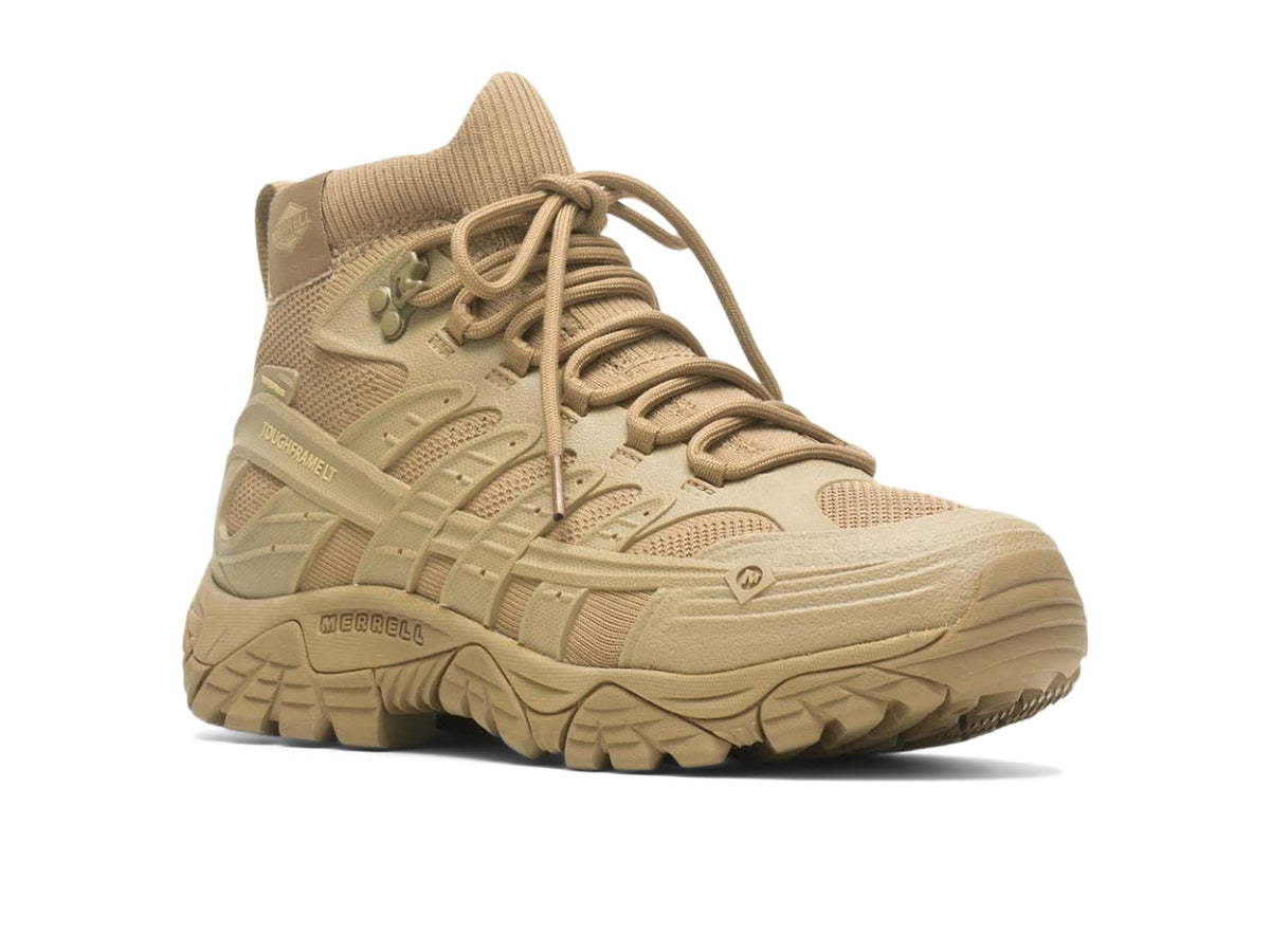 MERRELL Men's Moab Velocity Tactical Mid Round Toe Waterproof Breathable Oil-and Slip-Resistant Boots with Eva Midsole, Dark Coyote, 14