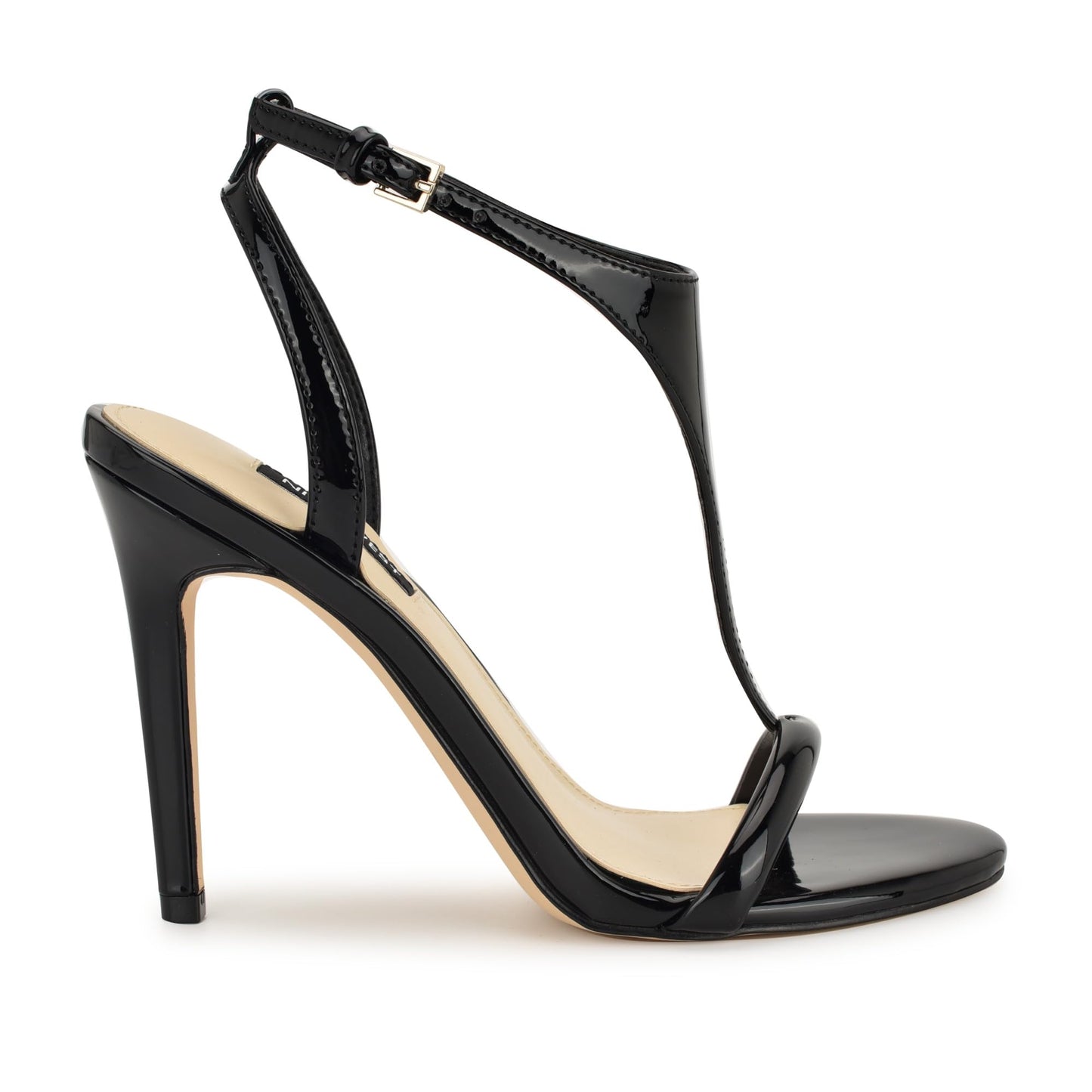 Nine West Women's Mandey Heeled Sandal, Black Patent 001, 5