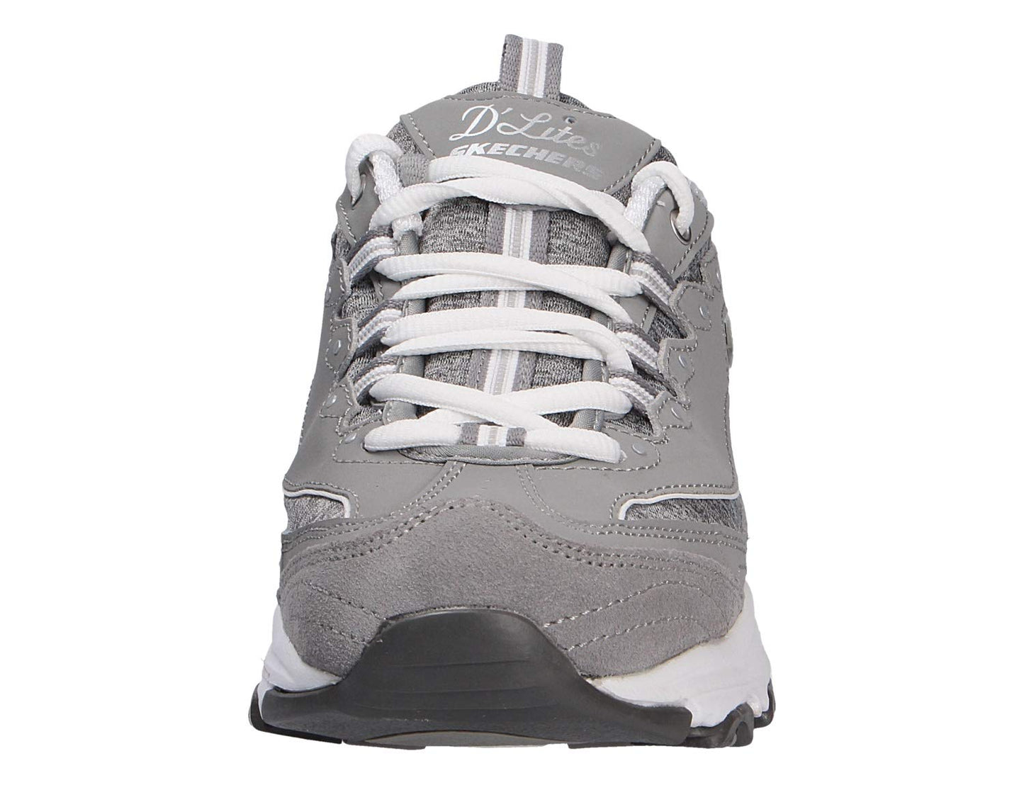 Skechers Women's D'Lites - Me Time Lace Up Fashion Sneakers, Grey / White, 8