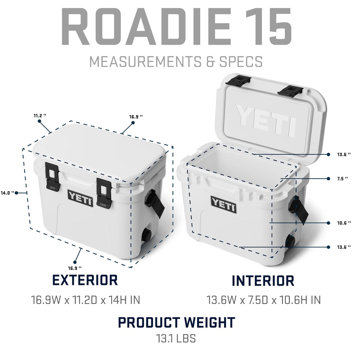 YETI Roadie 15 Hard Cooler with DoubleDuty Shoulder Strap, Big Sky Blue